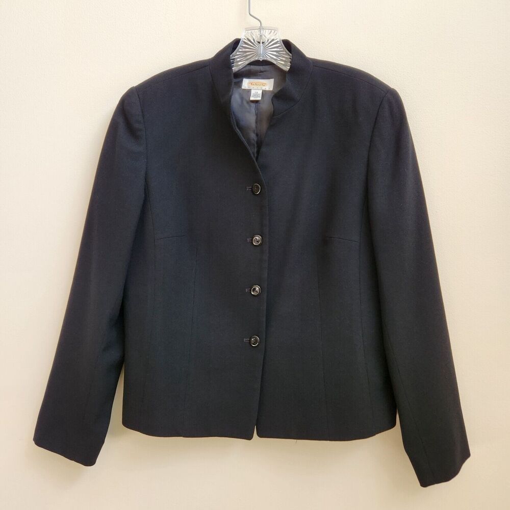 Talbots Blazer Jacket Womens Size 12 Black Lined Wool Long Sleeve Career Office
